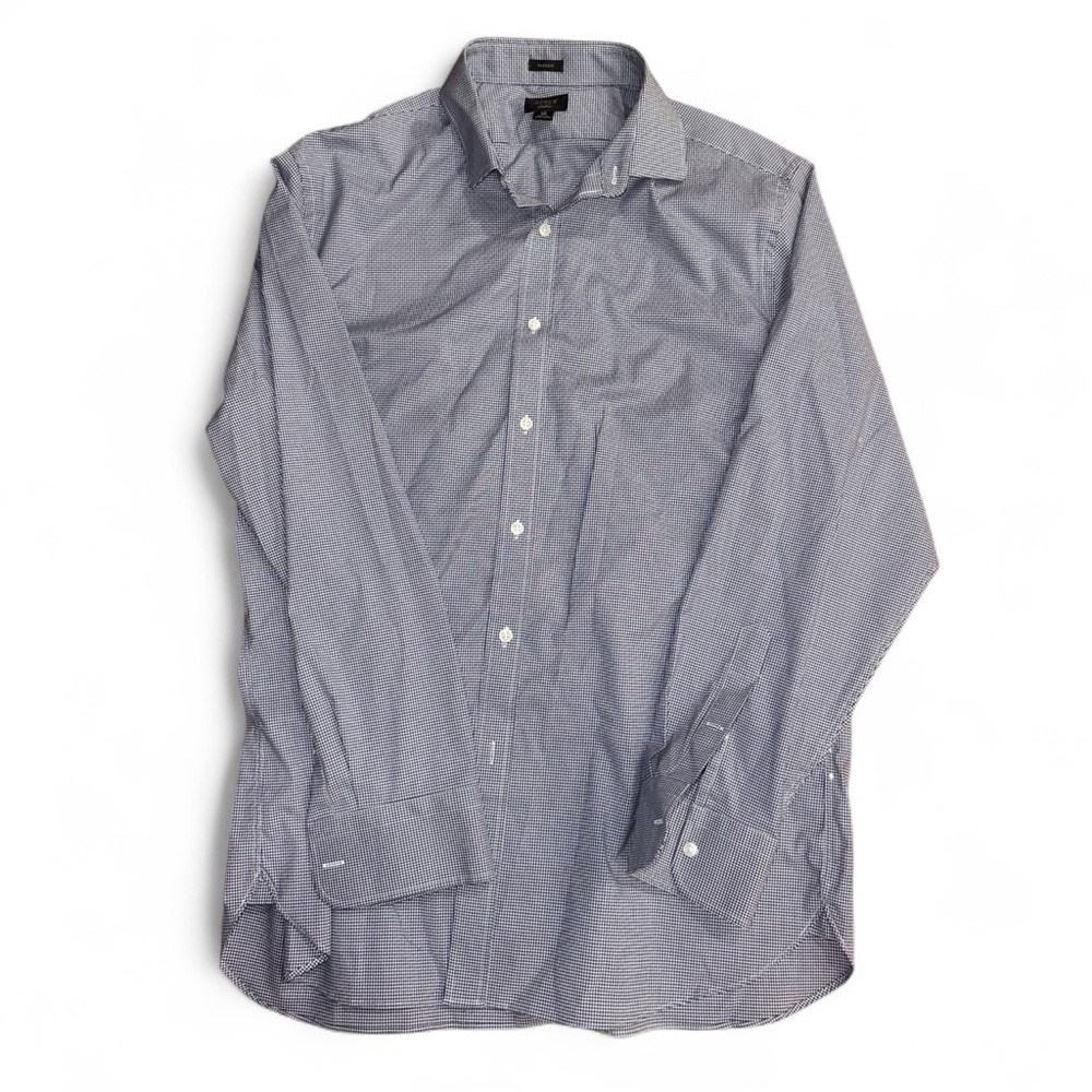 J.Crew Men’s Long Sleeve Dress Shirt - Navy Micro-Check - Size 17-35